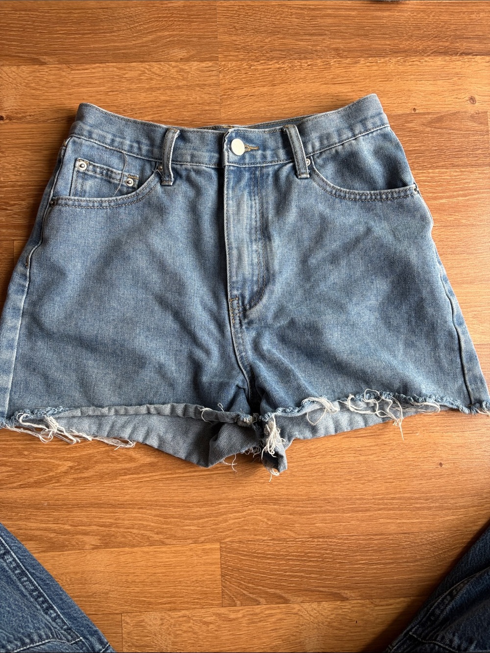 Women's Light Blue Denim Jean Shorts with Frayed Hem